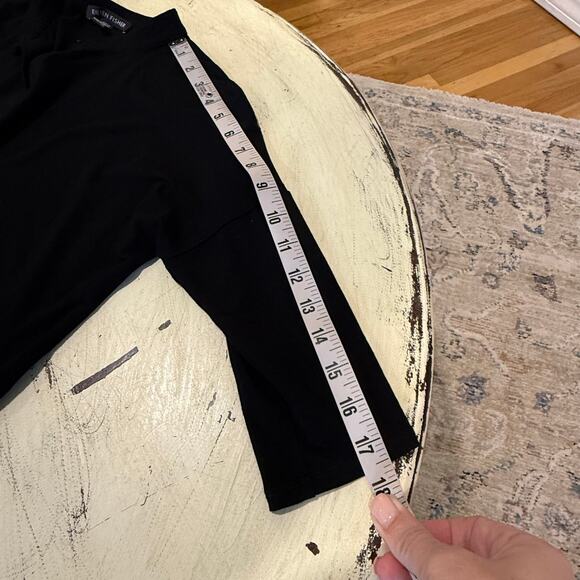 EILEEN FISHER Women's 3/4 Sleeve Mock Neck 1/2 Button Front Tunic Top Black XXS - Picture 7 of 9